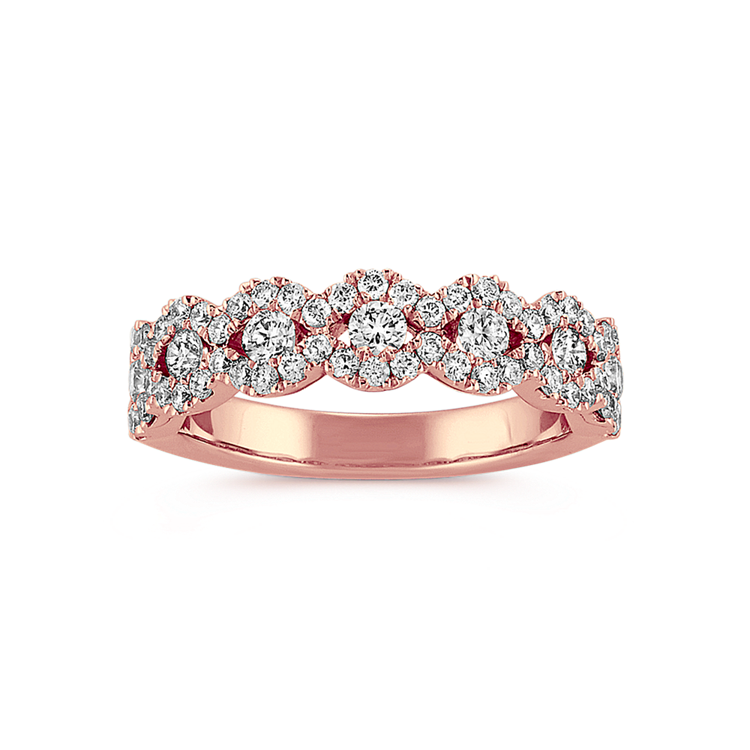 Phoebe Natural Diamond Swirl Wedding Band in 14k Rose Gold