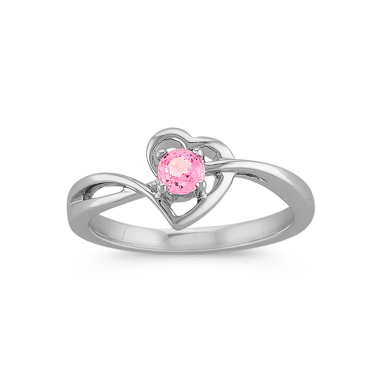 Pink Sapphire Heart Ring in Sterling Silver