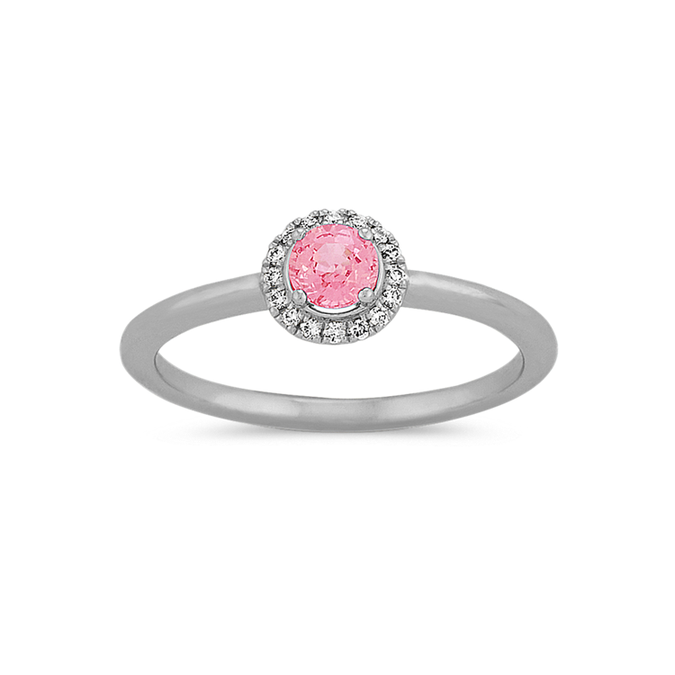 Paige Pink Natural Sapphire and Natural Diamond Ring in Sterling Silver