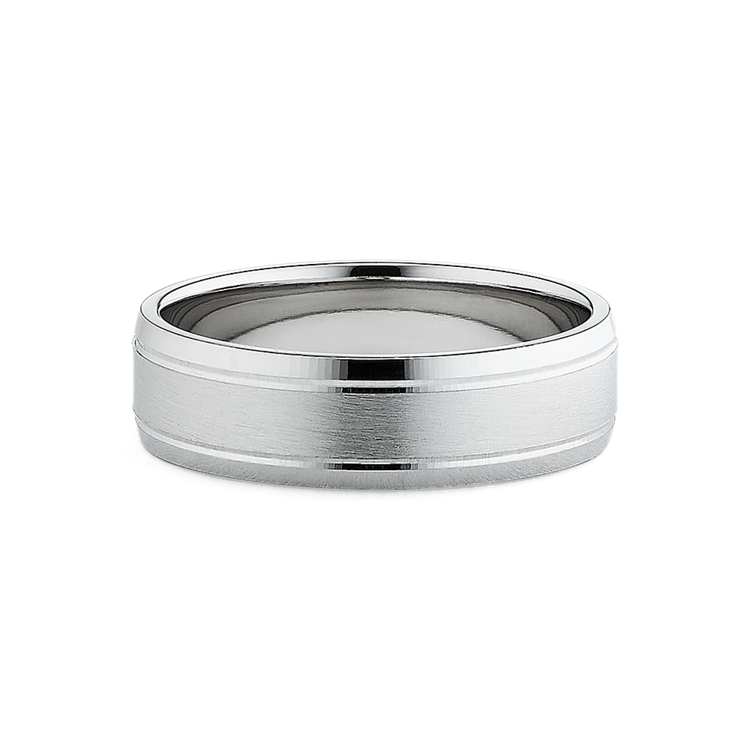 Platinum Textured Comfort Fit Ring (6mm)