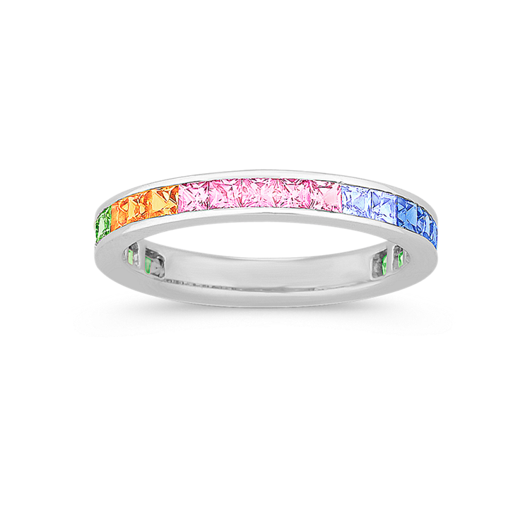 Princess Cut Multi-Colored Natural Sapphire Ring