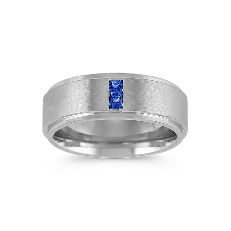 Baron Natural Sapphire Ring in 14K White Gold (8mm)
