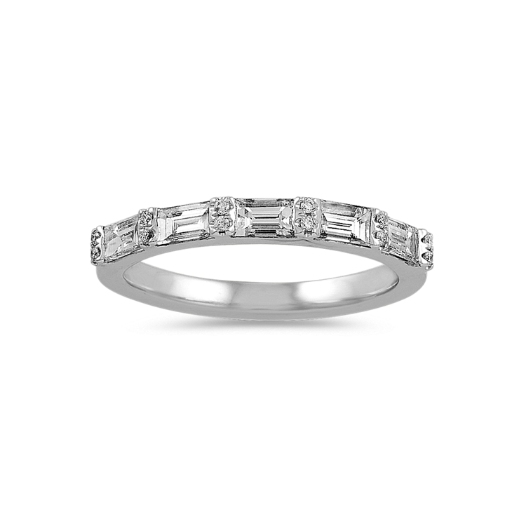 Repertoire Round and Baguette Natural Diamond Wedding Band in Platinum