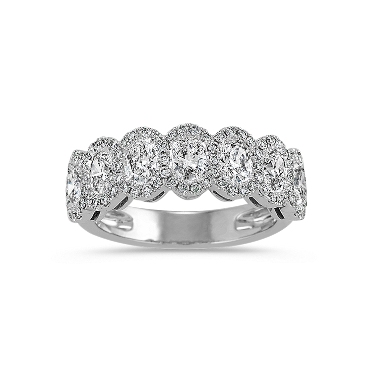 Rondeau Halo Oval and Round Natural Diamond Wedding Band