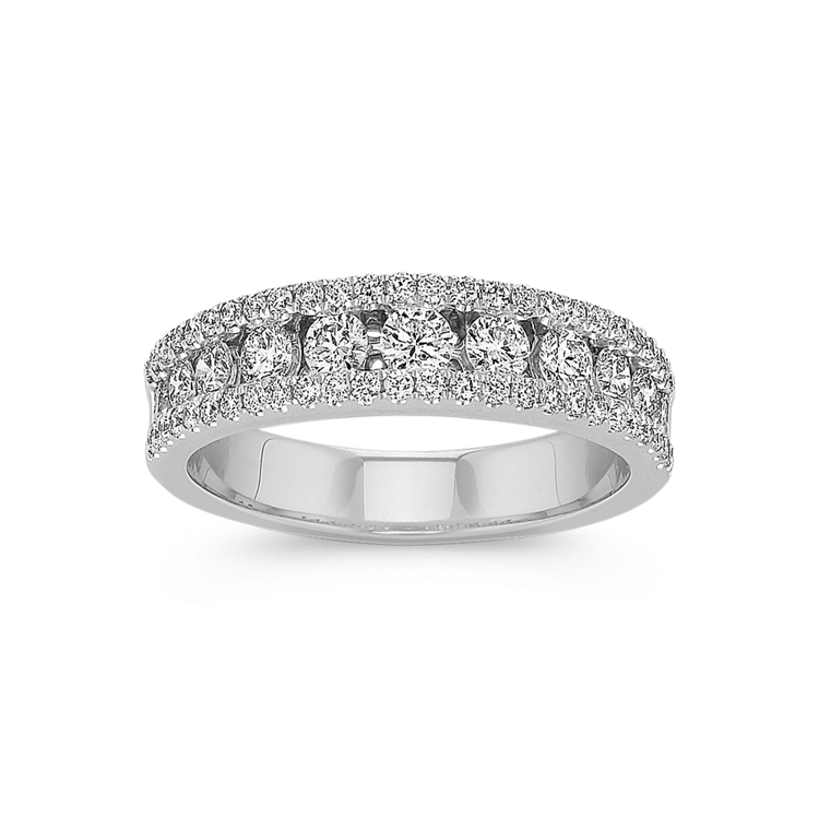 Round Natural Diamond Channel-Set Wedding Band in 14k White Gold