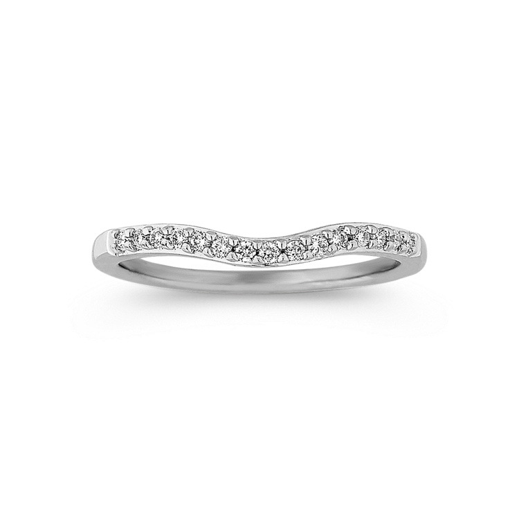 Round Natural Diamond Contour Wedding Band with Pave Setting