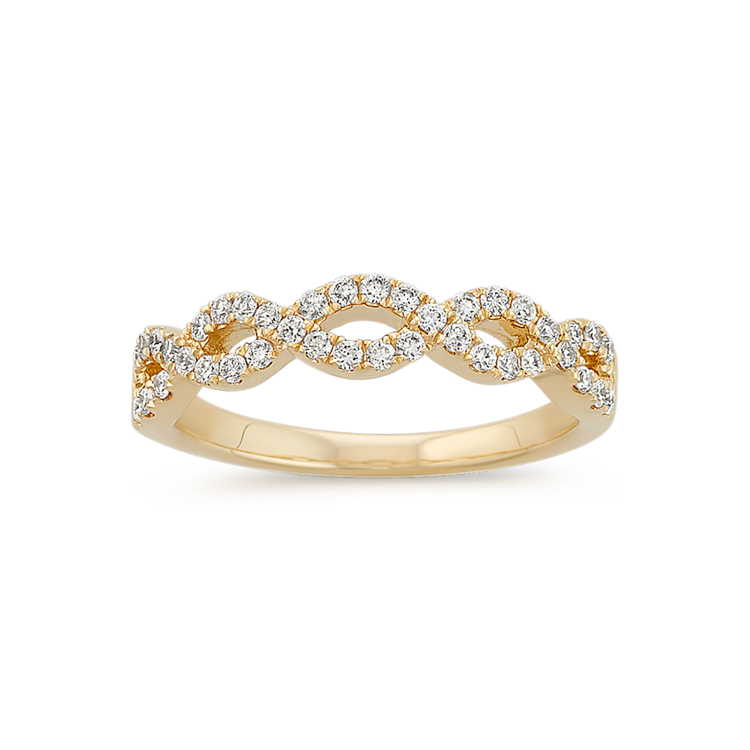 Round Natural Diamond Infinity Swirl Wedding Band in 14k Yellow Gold