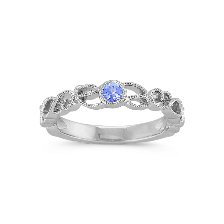 Lake Ice Blue Sapphire Stackable Ring in Sterling Silver