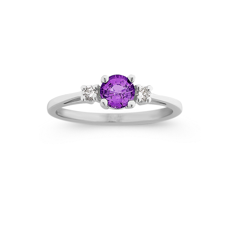Rynn Lavender Natural Sapphire and Natural Diamond Ring in 14K White Gold