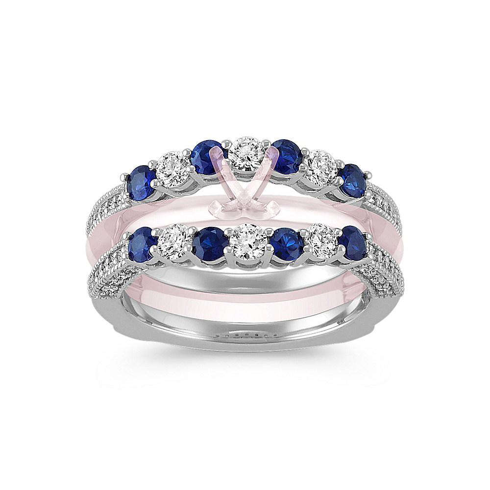 Mykonos Sapphire and Diamond Ring Guard in 14K White Gold