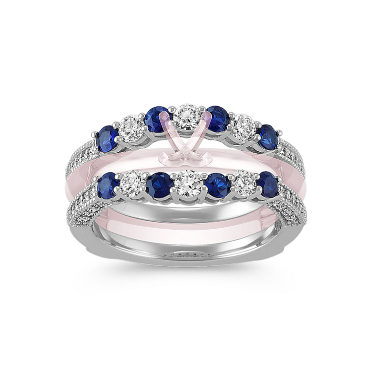 Mykonos Natural Sapphire and Natural Diamond Ring Guard in 14K White Gold