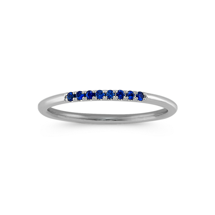 Zoe Traditional Blue Natural Sapphire Stackable Ring in 14K White Gold