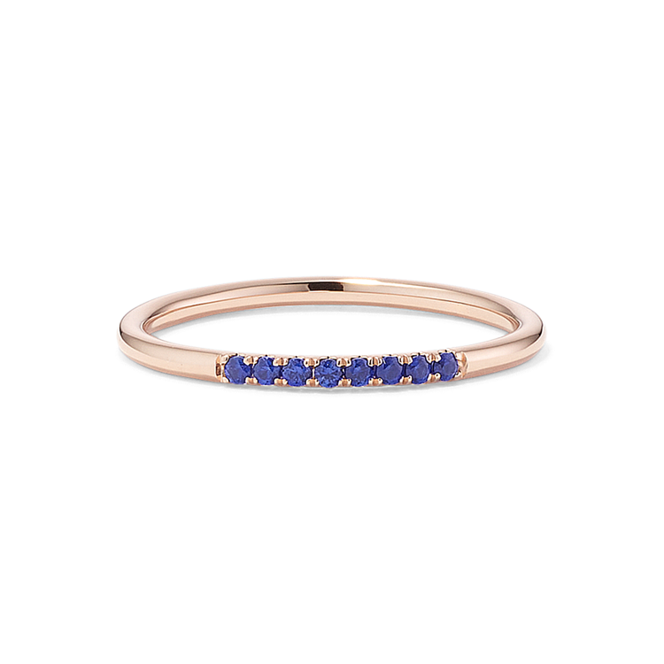 Zoe Traditional Blue Natural Sapphire Stackable Ring in 14K Rose Gold