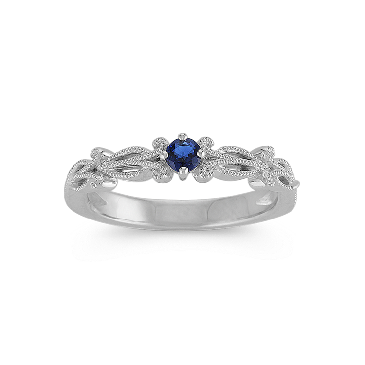 Leda Traditional Natural Sapphire Stackable Ring in Sterling Silver