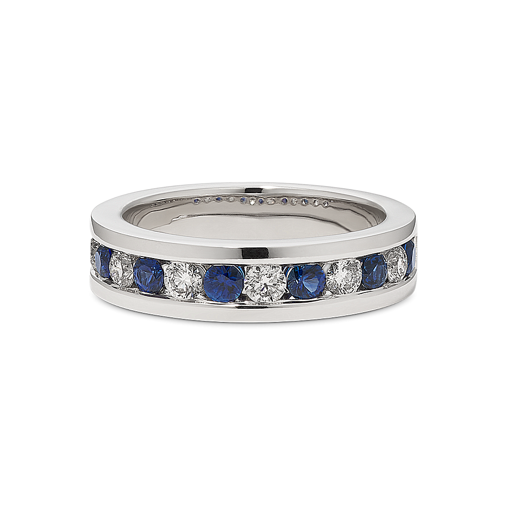 Round Traditional Sapphire and Diamond Channel-Set Classic Band (6mm)