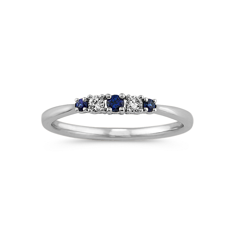 Round Traditional Natural Sapphire and Natural Diamond Ring