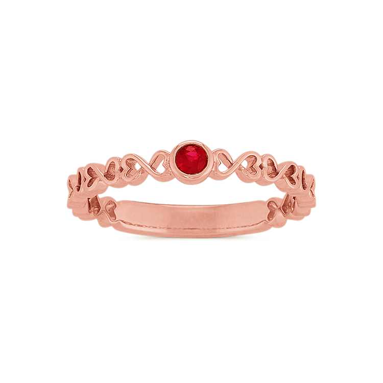 Emma Natural Ruby Infinity Heart Ring in 14K Rose Gold