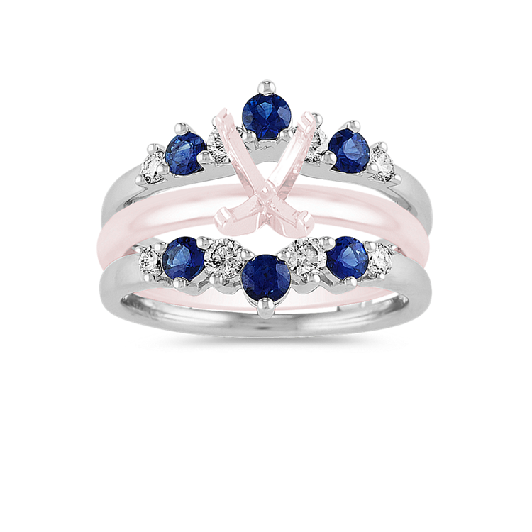 Natural Sapphire and Natural Diamond Ring Guard in 14k White Gold