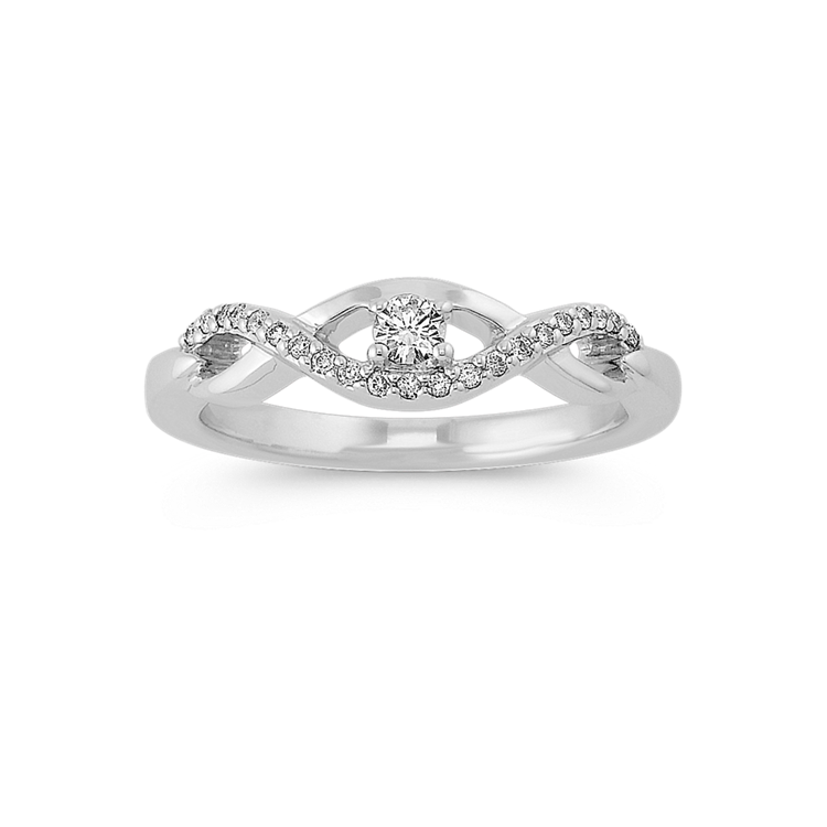 Swirl Wrapping Natural Diamond Ring in Sterling Silver