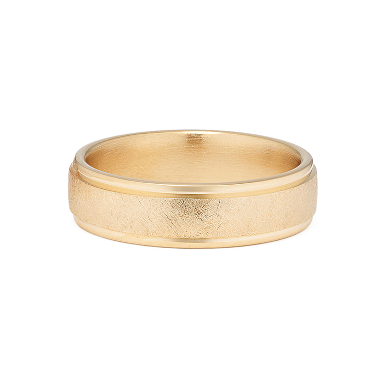 Textured Mens Ring in 14k Yellow Gold (6.5mm)