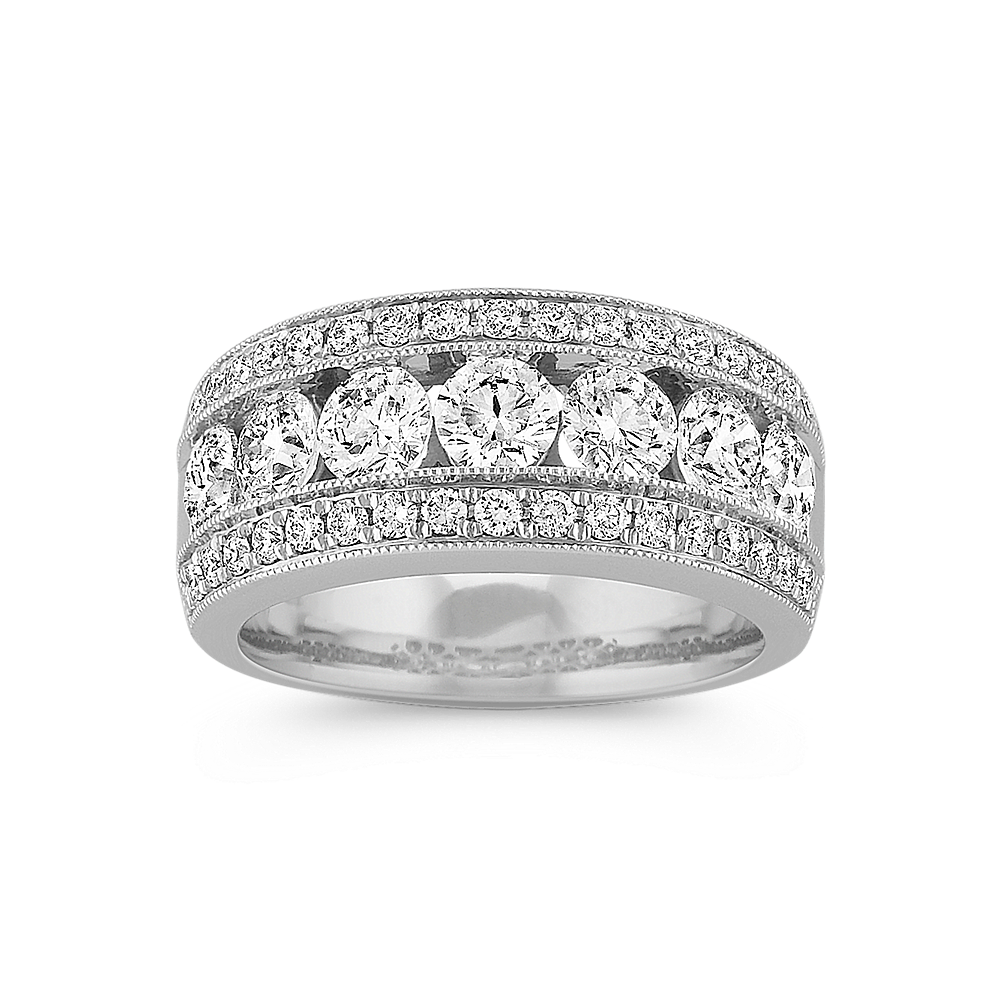 Madeira Three-Row Diamond Ring in 14K White Gold