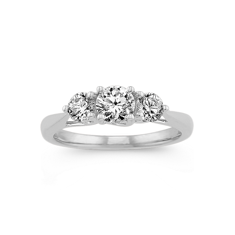 Joy Natural Diamond Three-Stone Ring in 14K White Gold