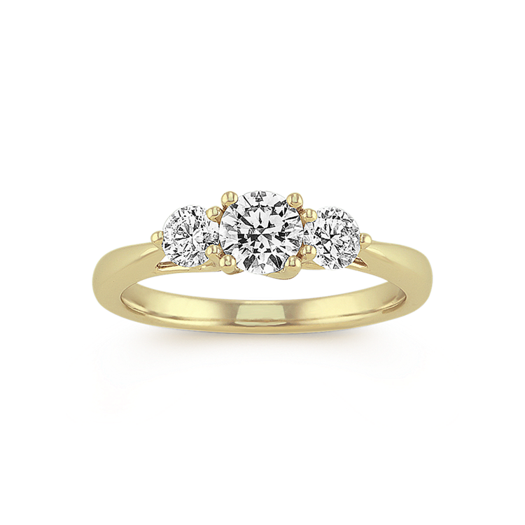Devon Natural Diamond Three-Stone Ring in 14K Yellow Gold
