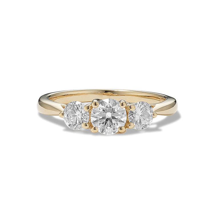 Joy Natural Diamond Three-Stone Ring in 14K Yellow Gold