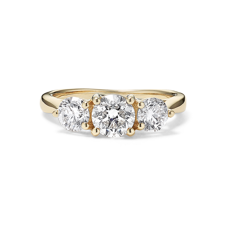 Lucia Natural Diamond Three-Stone Ring in 14K Yellow Gold