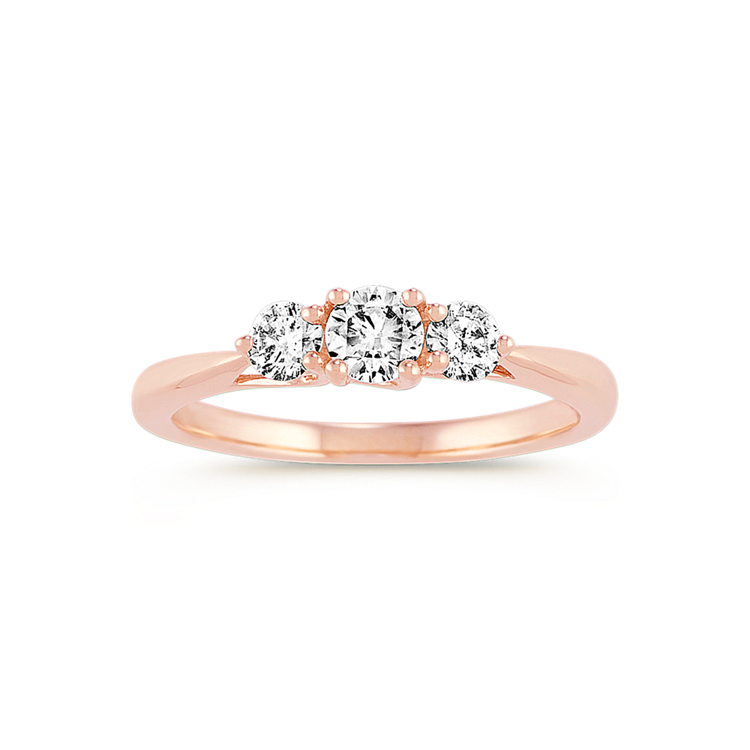 Valerie Natural Diamond Three-Stone Ring in 14K Rose Gold