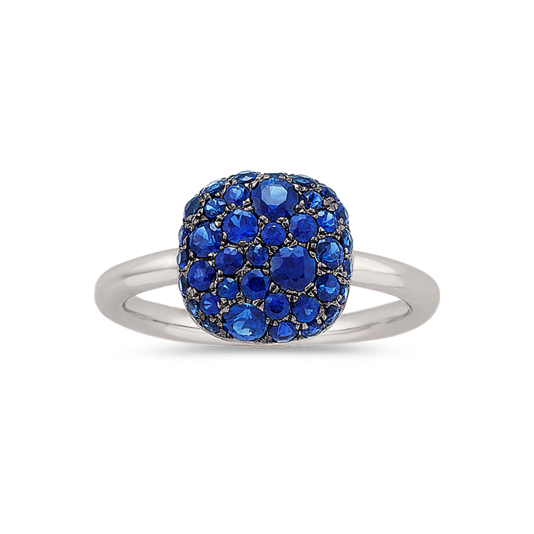 Traditional Blue Natural Sapphire Cluster Ring