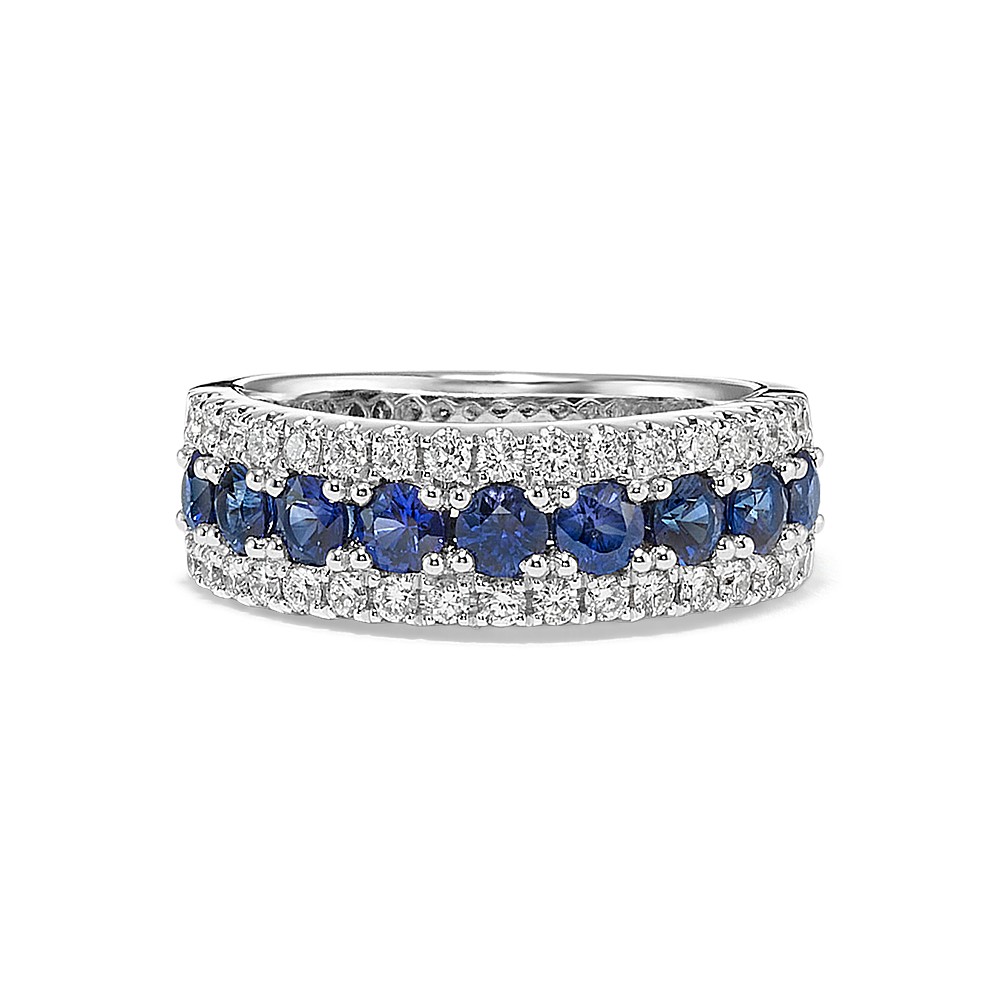 Pear-Shaped Traditional Sapphire and Round Diamond Engagement Ring ...