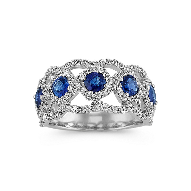Traditional Natural Sapphire and Natural Diamond Ring