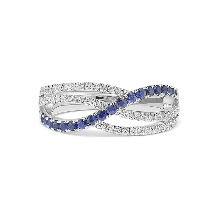 Traditional Natural Sapphire and Natural Diamond Swirl Ring