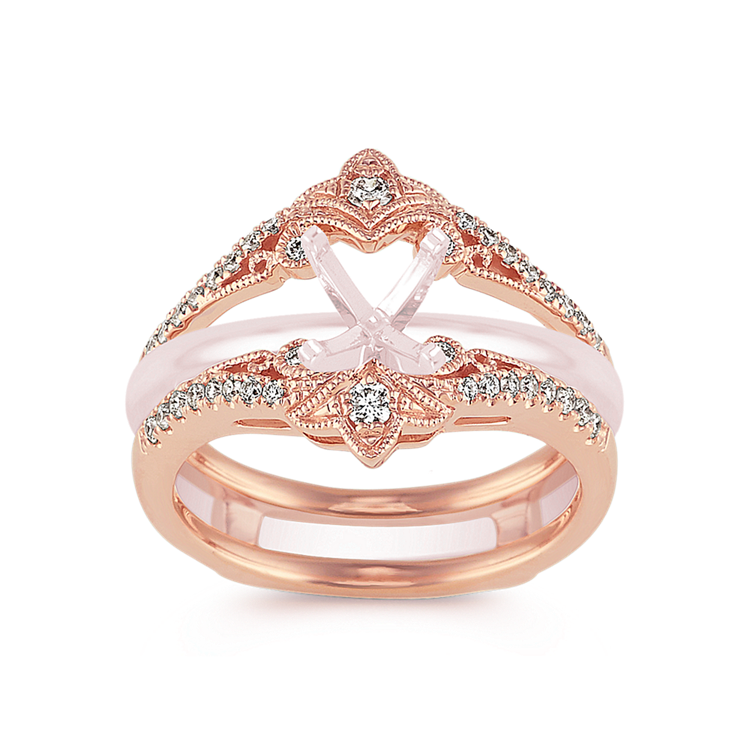 Vintage Natural Diamond Contour Engagement Ring Guard