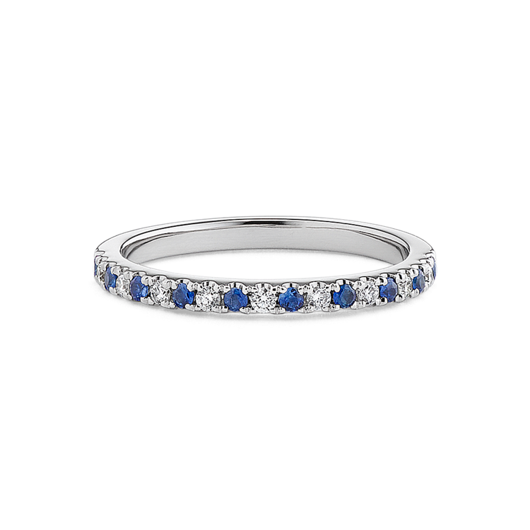 Whimsy Classic Natural Sapphire and Natural Diamond Wedding Band
