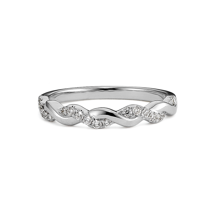 Willow Interwoven Natural Diamond and 14k White Gold Infinity Wedding Band