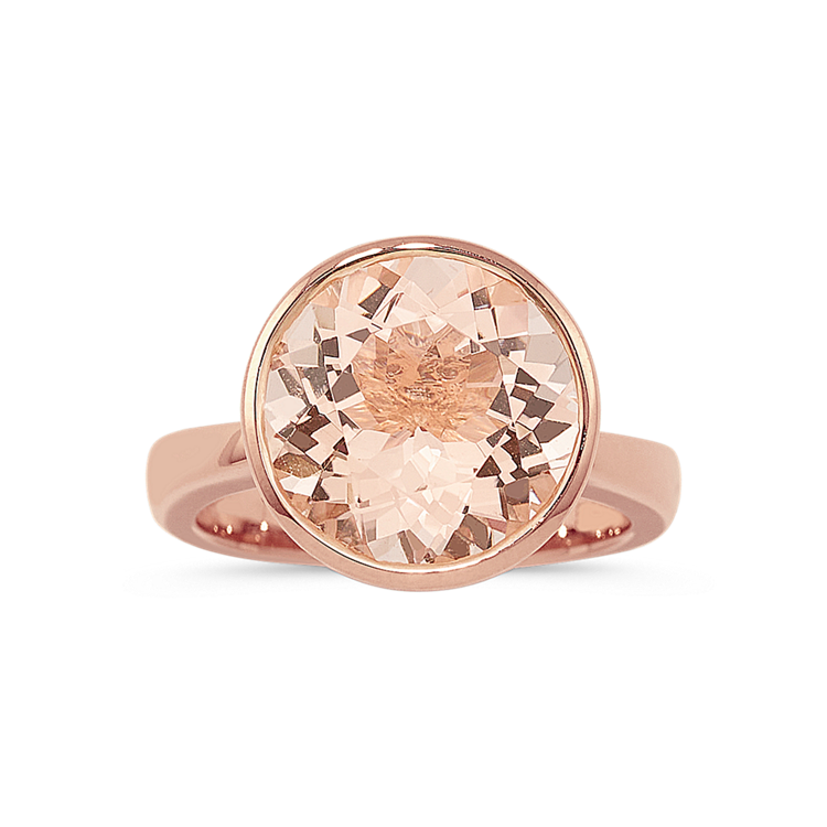 Natural Morganite and Accent Natural Diamond Ring in 14K Rose Gold