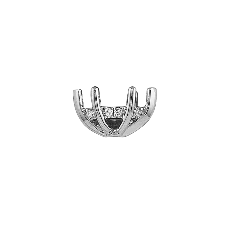 Rosebud Natural Diamond Decorative Crown to Hold 8x4mm Marquise Gemstone