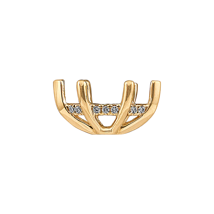 Rosebud Natural Diamond Halo Decorative Crown to Hold 11x5.5mm Marquise Gemstone