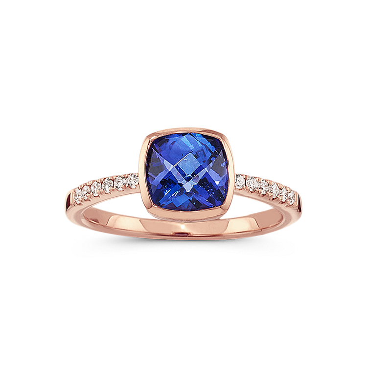 Elara Natural Tanzanite and Natural Diamond Ring in 14K Rose Gold