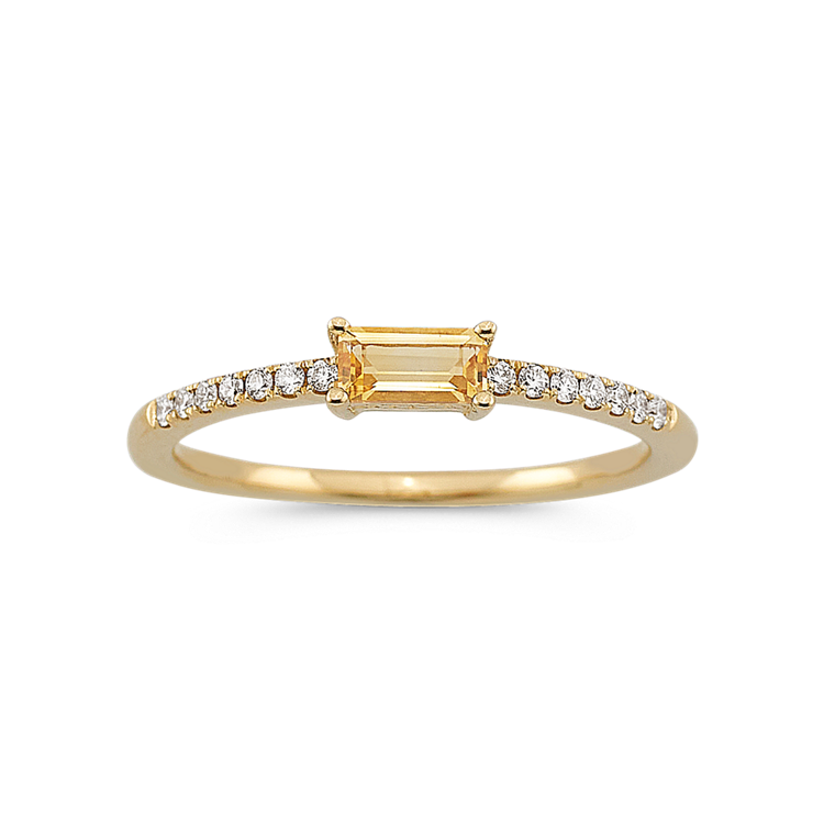Moriah Natural Citrine and Natural Diamond Stackable Ring in 14K Yellow Gold