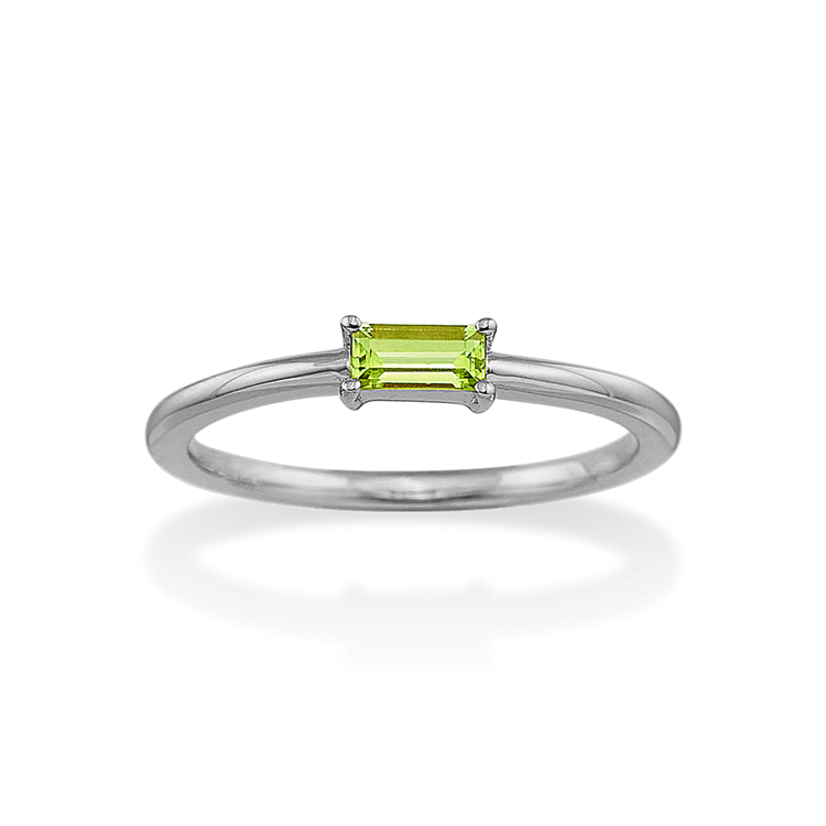 Noemi Natural Peridot Stackable Ring in 14K White Gold