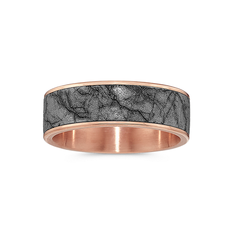 Marbled Wedding Band in Tantalum & Rose Gold (7.5mm)
