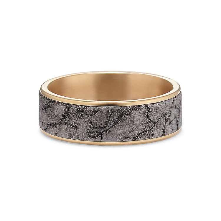 Marbled Band in Tantalum & Yellow Gold (7.5mm)