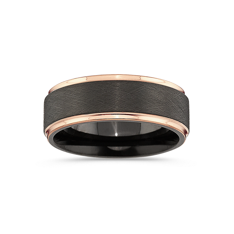 Contemporary Wedding Band in Cobalt and 14K Rose Gold (8mm)
