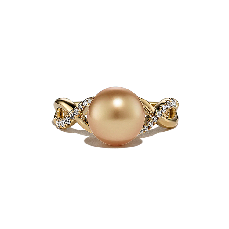 9mm Cultured South Sea Pearl and Natural Diamond Infinity Ring