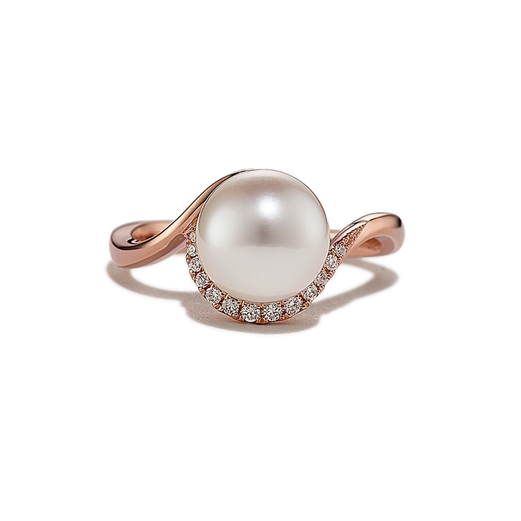 9mm Cultured South Sea Pearl and Natural Diamond Ring