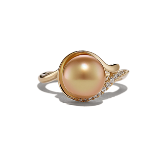 9mm Cultured South Sea Pearl and Diamond Swirl Ring in White Gold