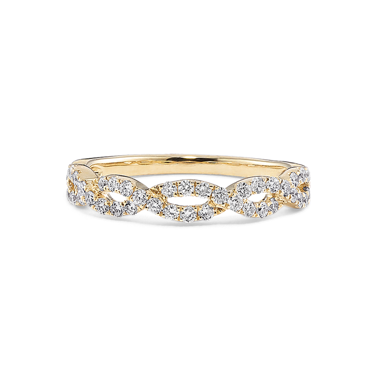 Echo Natural Diamond Twisted Infinity Wedding Band in 14K Yellow Gold